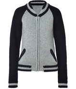 Heather Grey/Black Raglan Sleeve Wool Cardigan