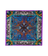 Blue/Mandarin Patterned Silk Pocket Square