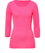 Pink 3/4 Sleeve Cashmere-Blend Carmen Pullover