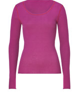 Purple/Red Cotton-Cashmere Scoop Neck Pullover