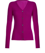 Magenta V-Neck Cashmere Cardigan