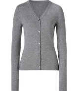 Silver Grey Heather V-Neck Cashmere Cardigan