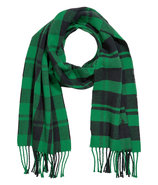 Green and Black Plaid Cotton Scarf