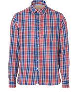 Bright Red Plaid 3/4 Placket Cotton Flannel Shirt