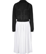 White and Black Sheer Silk Dress