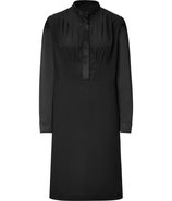 Black Front Button Silk Dress