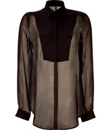 Copper Sheer Metallic Long Shirt Top