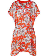 Tangerine hibiscus satin georgette dress