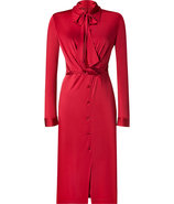 Scarlet Red Tie Neck Button Front Dress