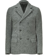Heather Grey Melange Double Breasted Wool Jacket