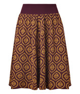 Chocolate/Gold Fine Knit Jacquard Silk Skirt
