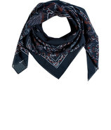 Deep Navy-Multi Printed Silk-Cotton Scarf