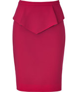 Raspberry Peplum Wool Skirt