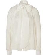 Ivory tie-neck silk blouse