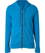 Azure Blue Side Zip Cotton Hoodie