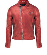 Red Tie-Dye Leather Jacket