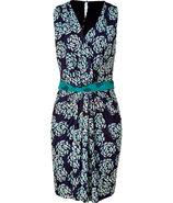 Navy rose geometric rose print dress