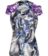 Iris Draped Multi-Print Silk Top