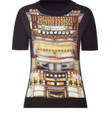 Black/Gold Printed Silk Combo Top