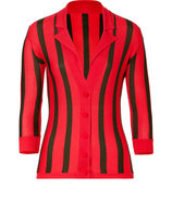 Coral/Olive Striped Cashmere Cardigan