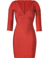 Red Clay V-Neck Bandage Dress