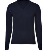 Dark Navy Wool Feniton V-Neck Pullover