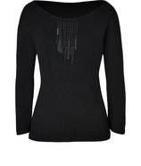 Black Sequin Embellished Jersey Top