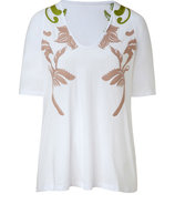 Rose and Grass Green Embroidered Top