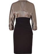 Sepia/Black Draped Combo Dress