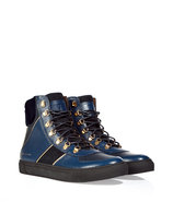 Blue/Black Leather and Suede Panelled High Top Sne