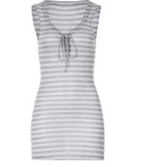 Grey/Silver Striped Lace Front Tank Top
