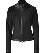 Black Jacket with Leather Trim