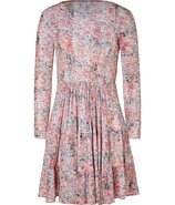 Coral and olive shibori print dress