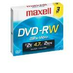 Maxell 4.7GB 2x DVD-RW Media (3-pack) 635123