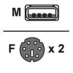 Chip PC USB to 2 PS/2 Keyboard/Mouse Adapter Cable