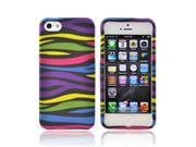 Iphone 5 Rubberized Plastic Cover - Rainbow Zebra 